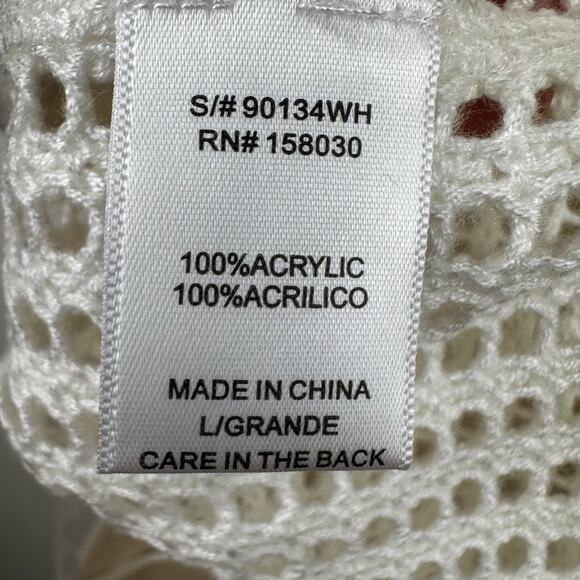 Love Tree Open Knit Top Blouse Sleeveless Cream Large Boho Festival Beach Hippie - Picture 8 of 11